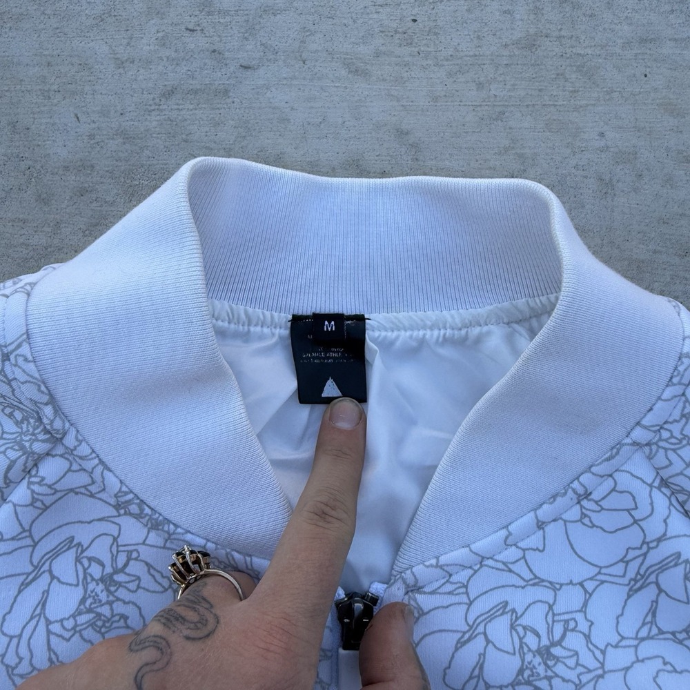 BALANCE ATHLETICA Vitality White Floral Flight Bomber Intensity Jacket Cropped M - Picture 2 of 6